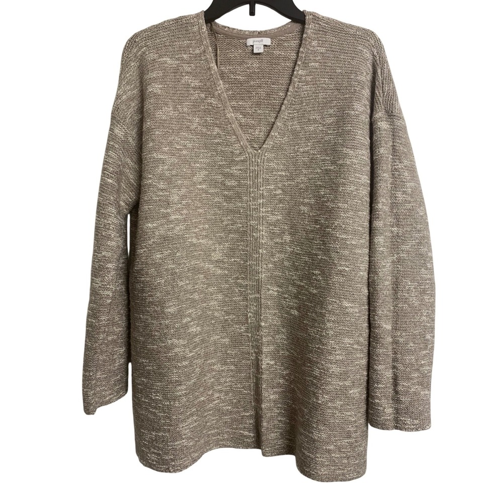 Pure Jill J. Jill M Minimalist  Sweater Marled Knit Oatmeal Cotton Blend Relaxed
